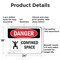 Signmission 18 in H x 24 in W, Aluminum, Rectangle, Confined Space OS-2PACK-DS-A-1824-L-1078 - alternate 7